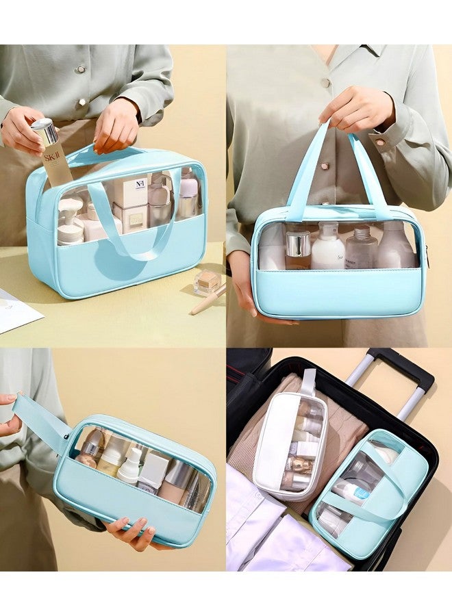 NFI essentials Set of 3 Transparent Makeup Pouch for Women Travel Cosmetic Makeup Organizer Bag, Washbag Pouch Portable Carry Toiletry Storage Bag for Girls - Image 3