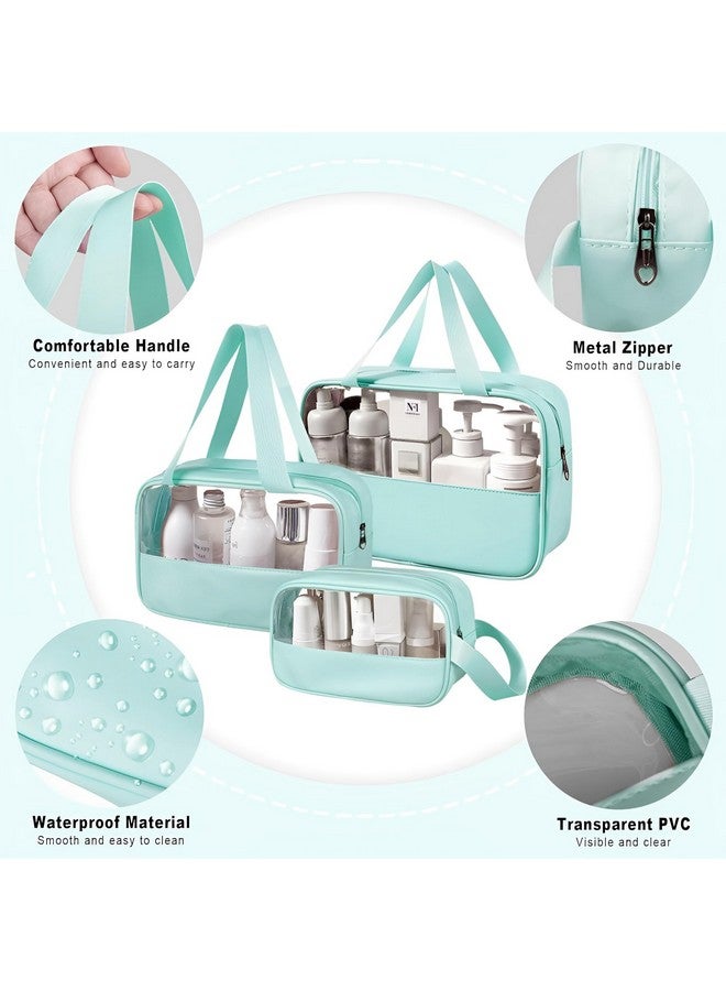 NFI essentials Set of 3 Transparent Makeup Pouch for Women Travel Cosmetic Makeup Organizer Bag, Washbag Pouch Portable Carry Toiletry Storage Bag for Girls - Image 2