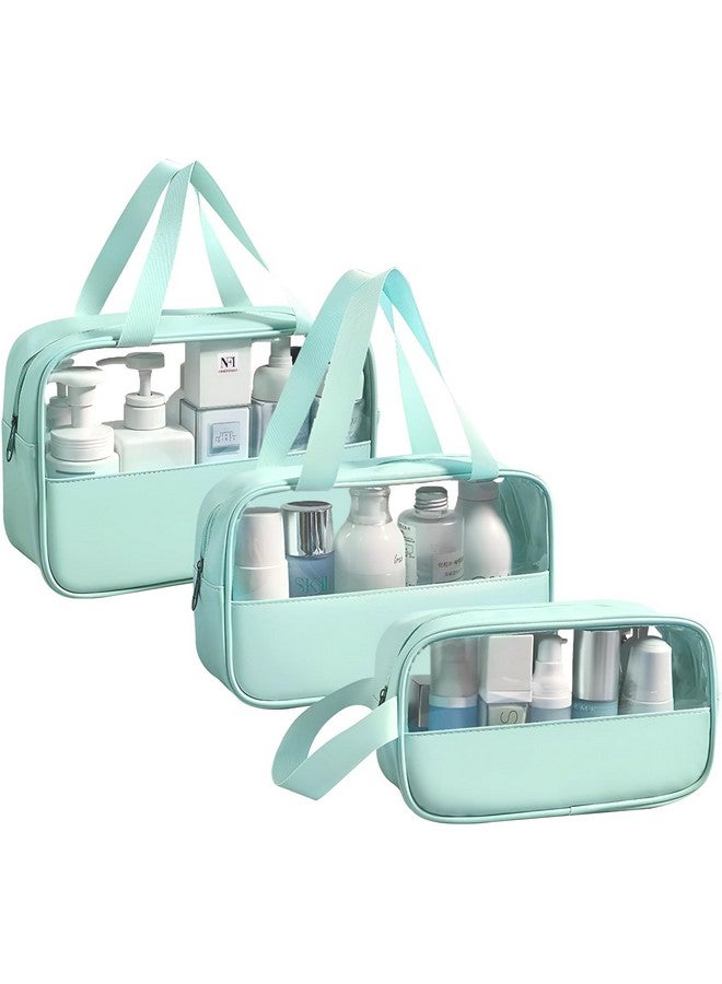 NFI essentials Set of 3 Transparent Makeup Pouch for Women Travel Cosmetic Makeup Organizer Bag, Washbag Pouch Portable Carry Toiletry Storage Bag for Girls - Image 1