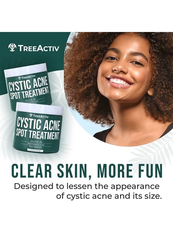 TreeActiv Cystic Acne Spot Treatment, Hormonal Acne Treatment & Overnight Sulfur Cystic Acne Treatment For Face, Pimples, and Blemishes for Adults, Men, and Women - 0.5oz 120+ Uses  - Image 1