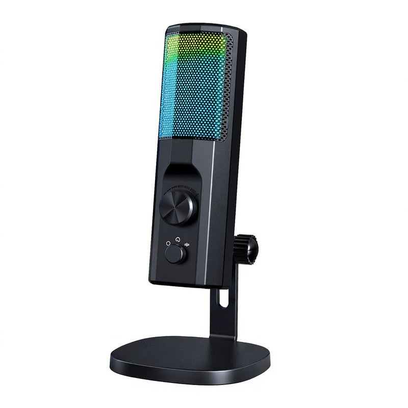 ميكروفون TAIOU لسطح المكتب مع إلغاء ضوضاء نشط ومضاء RGB، ميكروفون بأشكل القلب متعدد الاتجاهات مع إلغاء ضوضاء نشط وواجهة مراقبة سماعات الرأس، توصيل USB واستخدام سريع - Image 1