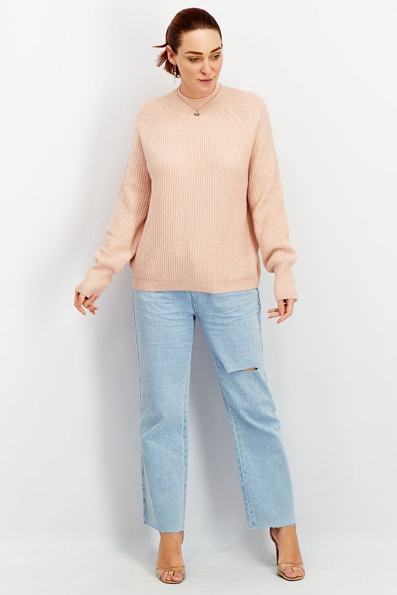 Tchibo كنزة نسائية بياقة دائرية بأكمام طويلة، وردي - Image 3