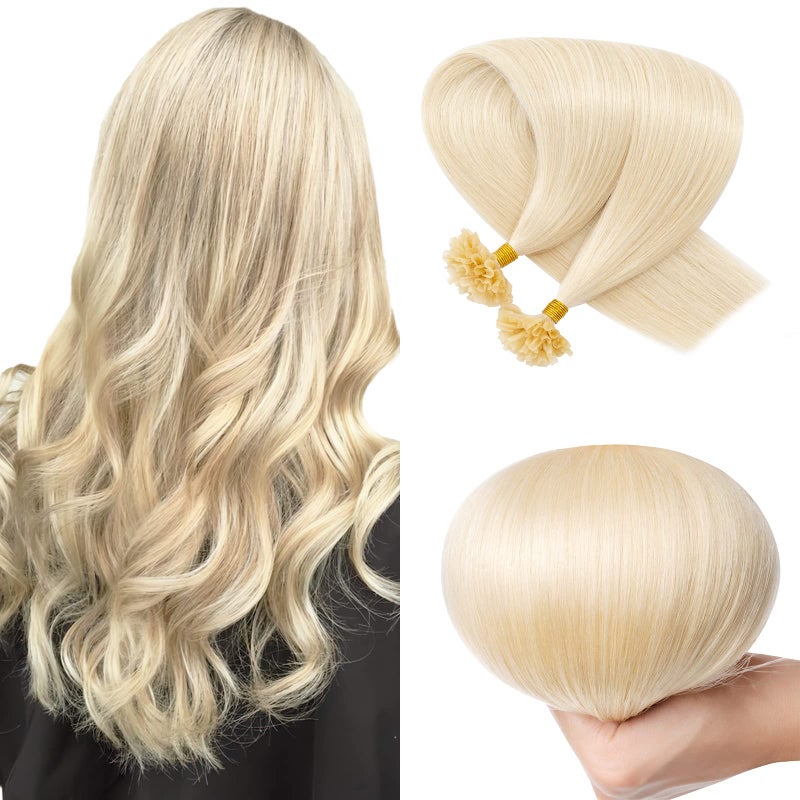 SEGO Pre Bonded U Tip Hair Extensions Human Hair 100 Strands Keratin Fushion Nail Tip Human Hair Extensions 100 Real Remy Hair Silky Straight 60 Platinum Blonde 16 inches 50g