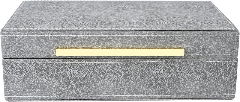 XIGEXIGE Grey Shagreen box Faux Leather Decorative Box,Keepsake And Memory Storage Small Decorative Boxes with Lids for Modern Home Decor Jewelry Box Organizer - Image 1