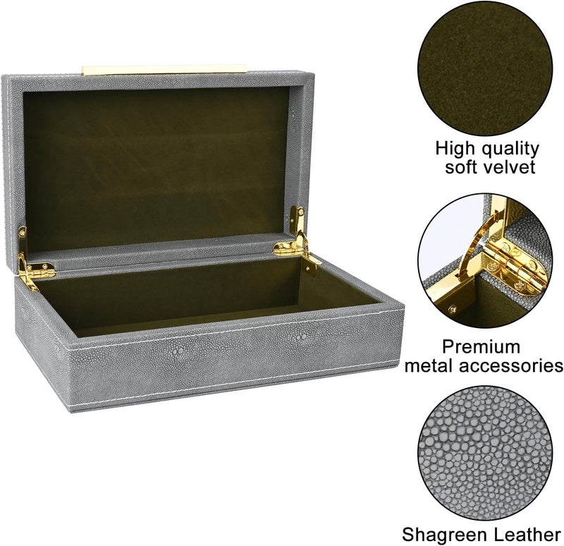XIGEXIGE Grey Shagreen box Faux Leather Decorative Box,Keepsake And Memory Storage Small Decorative Boxes with Lids for Modern Home Decor Jewelry Box Organizer - Image 3