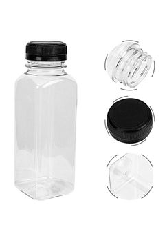 Lavish 8Pcs Empty Plastic Reusable Clear 100ml Bottles with Black Caps For Juice, Milk and Many More  - Image 5