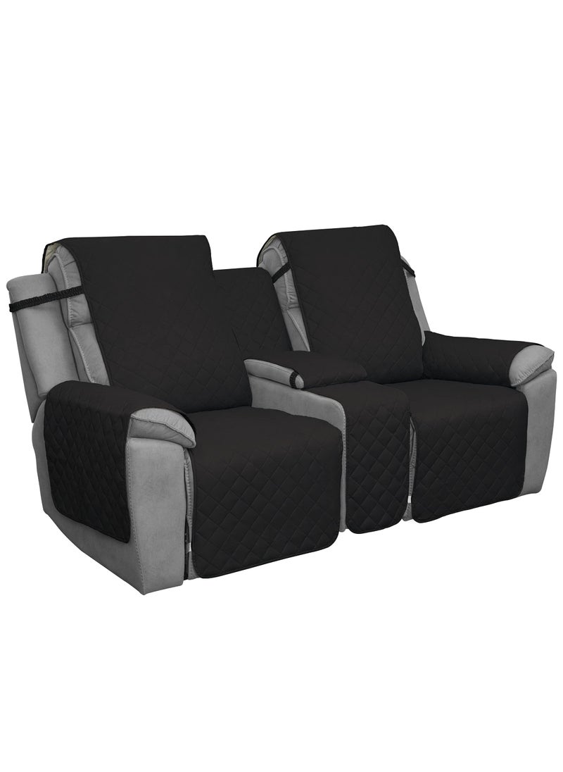 Easy-Going EasyGoing Loveseat Recliner Cover with Console Reversible Couch Cover for Living Room Split Sofa Cover for Each Seat with Elastic Straps for Kids Dogs Pets2 Seater BlackBeige 