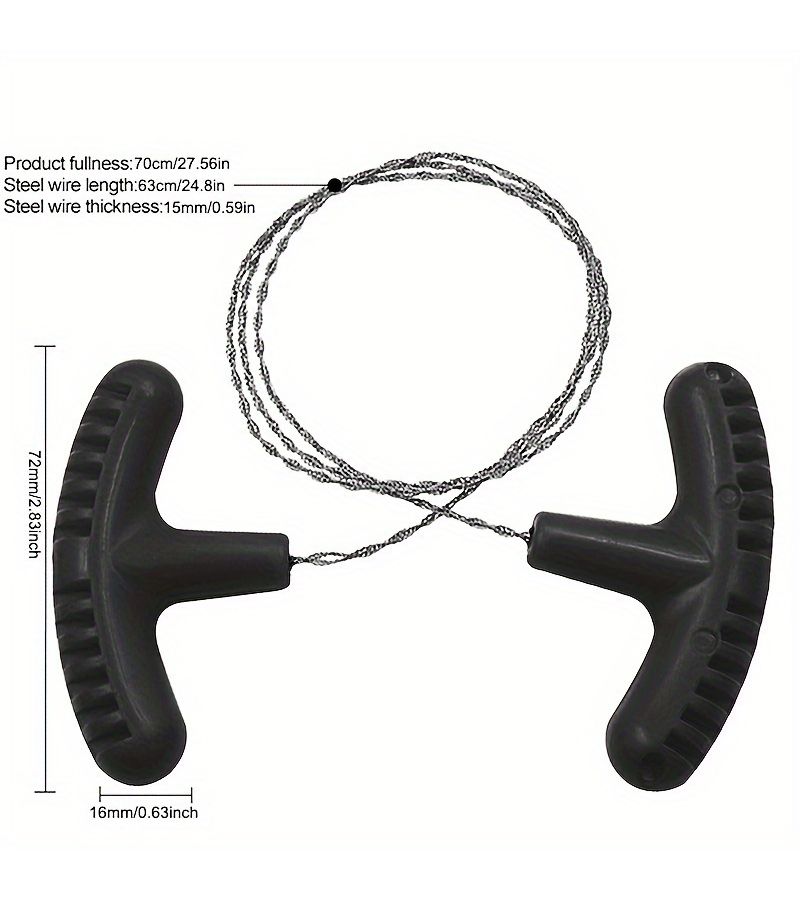 Black Stainless Steel Hand Push Rope Saw for Cutting Wood Plastic Rubber Outdoor Camping - Image 3