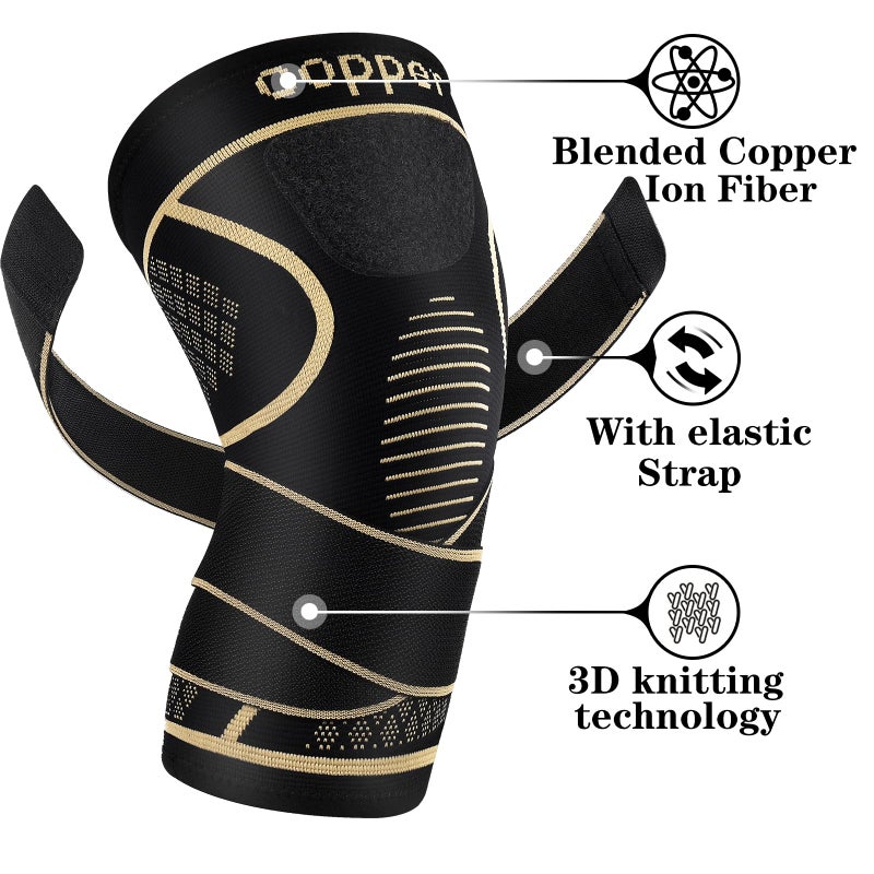 MEIDDANO Copper Knee Braces with Strap for Knee Pain Women and Men(2 Pack), Knee Compression Sleeve for Arthritis, ACL, Meniscus Tear, Joint Pain Relief, Knee Support for Working, Running, Weightlifting(3XL) - Image 2