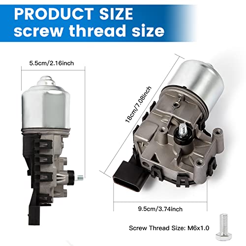 E-Vniko Windshield Wiper Motor Compatible with Volkswagen Jetta 2011 to 2018 Replace Front Wiper Motor 6R1955119A 5C6-955-113A 5C6-955-121A 5C7-955-113A 5C7-955-113D - Image 5