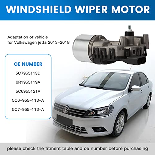E-Vniko Windshield Wiper Motor Compatible with Volkswagen Jetta 2011 to 2018 Replace Front Wiper Motor 6R1955119A 5C6-955-113A 5C6-955-121A 5C7-955-113A 5C7-955-113D - Image 2