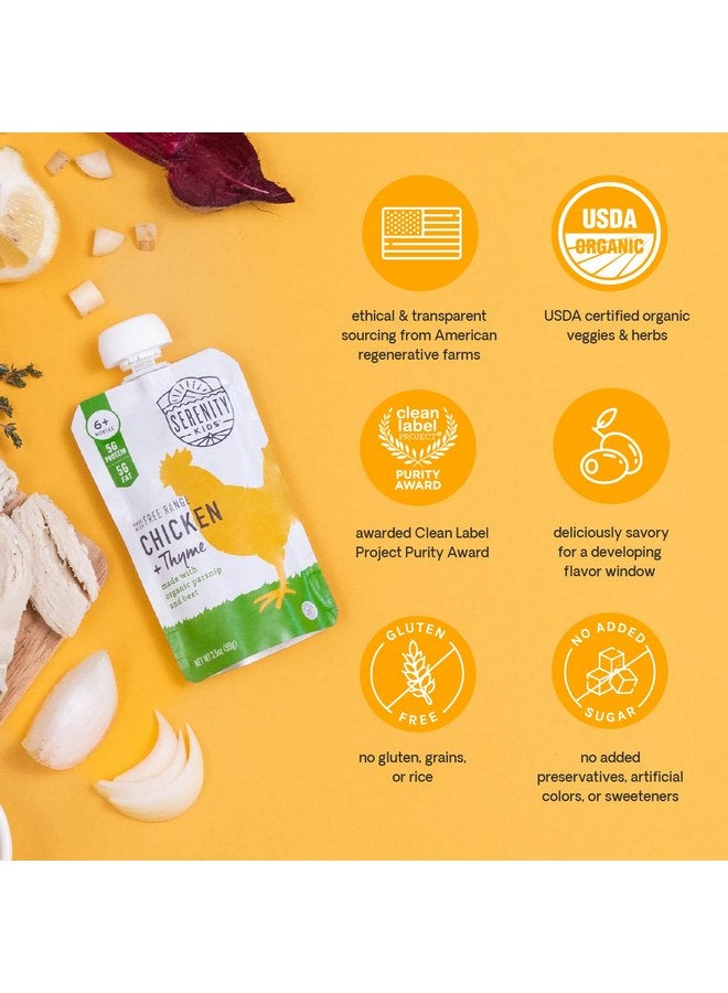 Serenity Kids 6+ Months Baby Food Pouches Puree Made with Ethically Sourced Meats & Organic Veggies - 3.5 Ounce BPA-Free Pouch - Meats & Herbs Baby Puree Variety Pack - 6 Count - Baby Meat Pouches - Image 4