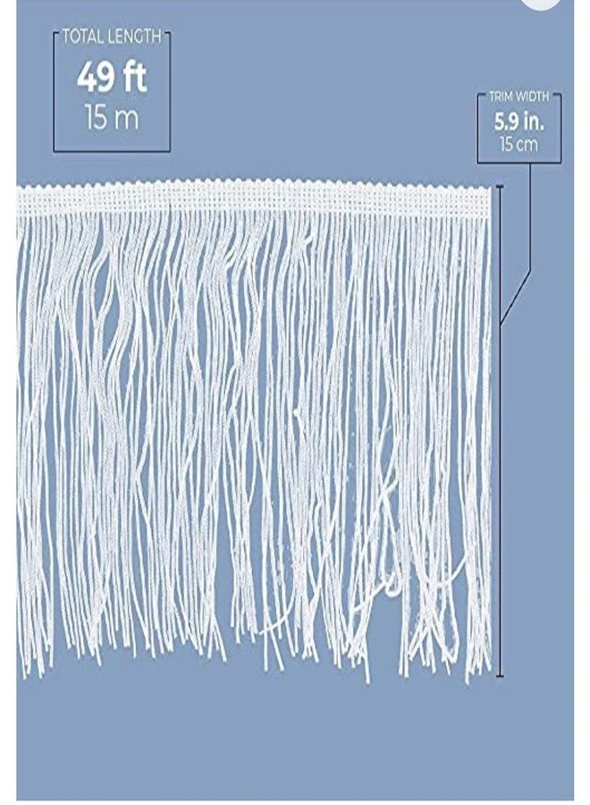 PREMDAS LACES 9 Meter Fringe Trim Lace Polyerter Fibre Tassel 6Inch Wide For Clothes Accessories Latin Wedding Dress Diy Lamp Shade Decoration White Colour - Image 2