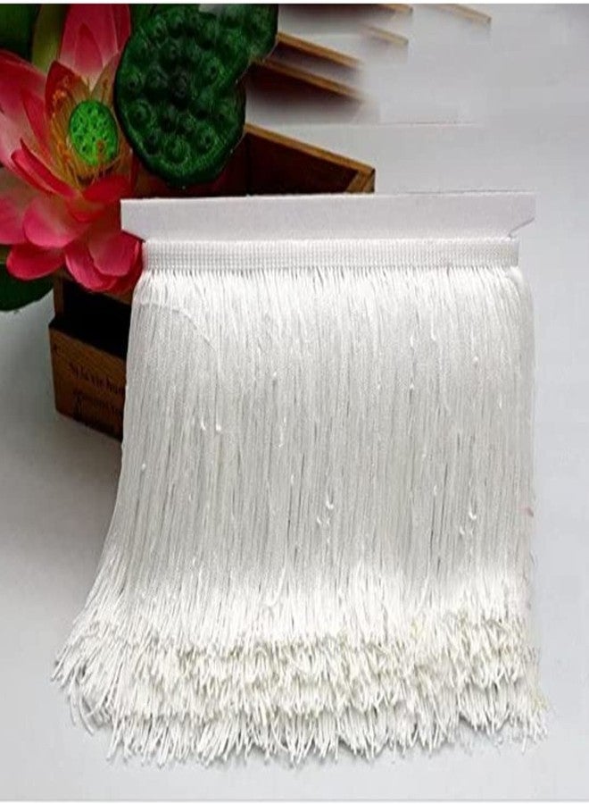 PREMDAS LACES 9 Meter Fringe Trim Lace Polyerter Fibre Tassel 6Inch Wide For Clothes Accessories Latin Wedding Dress Diy Lamp Shade Decoration White Colour - Image 1