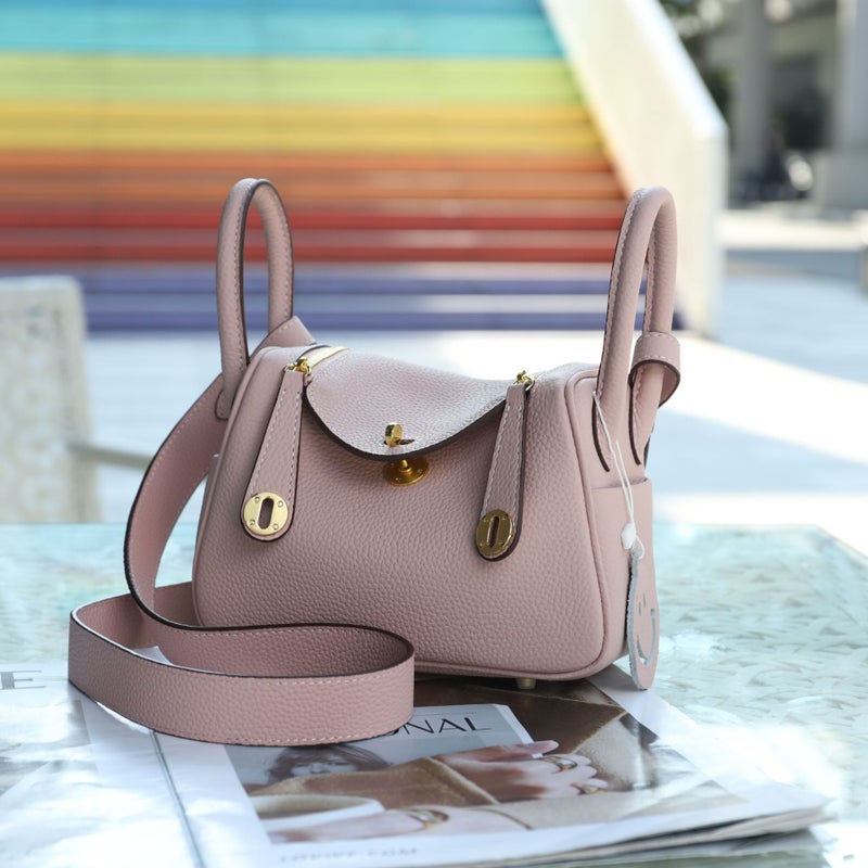 2024 Mini Lindy Dr. Bag Genuine Leather Womens Handbag Nude pink