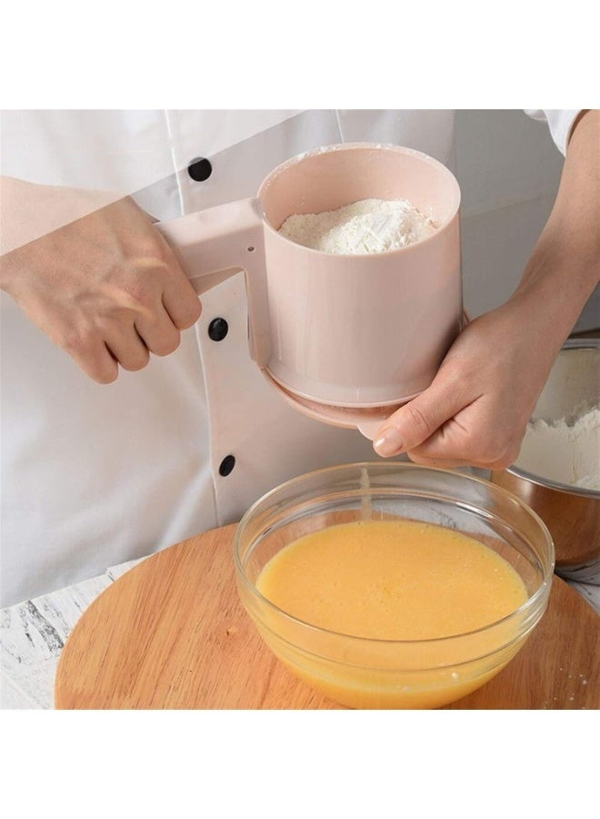 Professional Hand-Press Flour Sifter – Multi-Purpose Sieve for Baking and Powdered Sugar Dusting-beige - Image 5