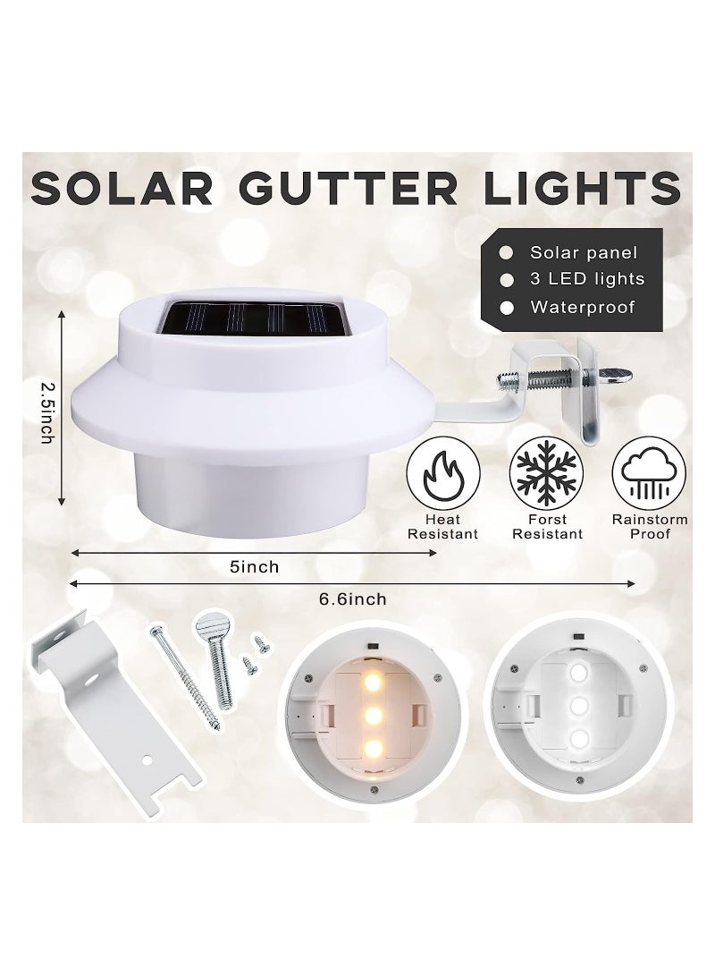 KASTWAVE Solar Powered LED Gutter Lights, Waterproof Deck Outdoor Fence Lights, LED Garden Yard Wall Lamp with Bracket, for Fence Wall Stair Step Landscape Pathway, White Light and Warm Light, 8 Pcs - Image 2