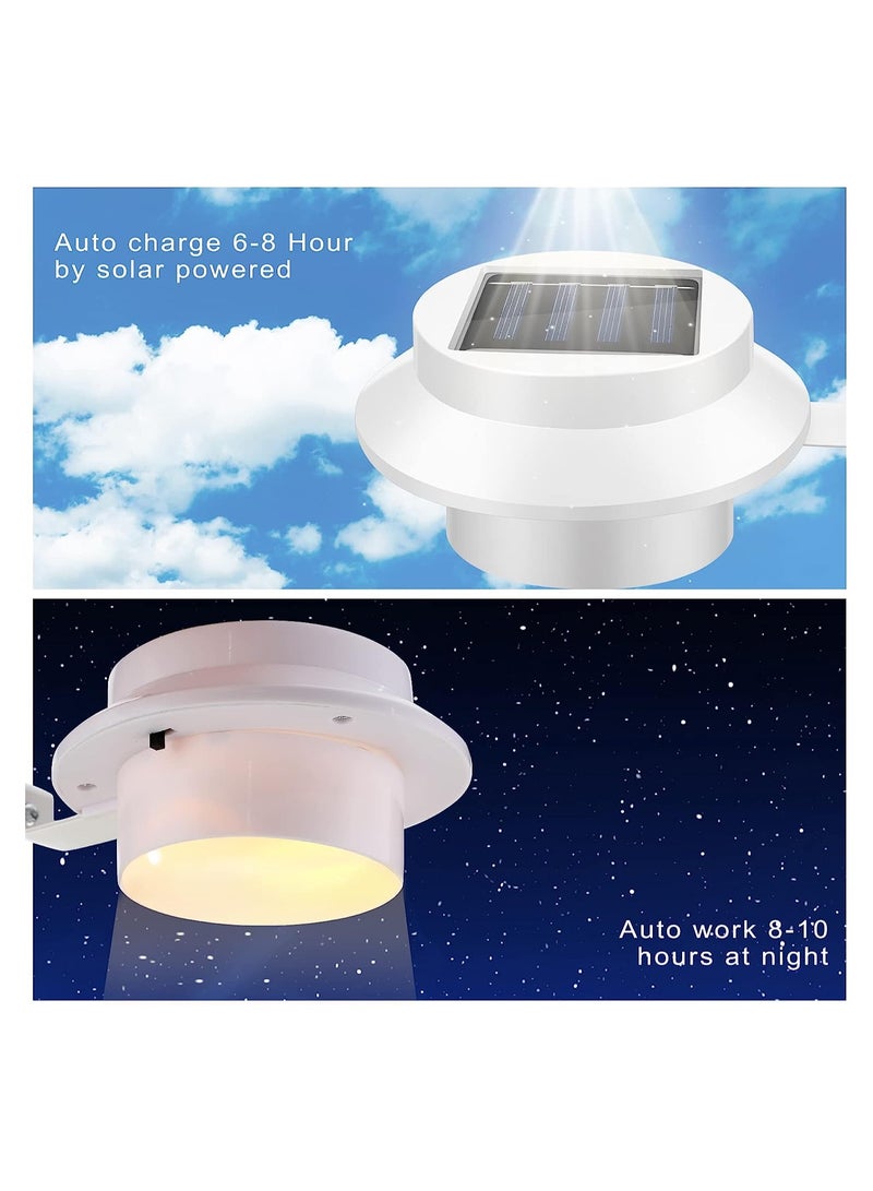 KASTWAVE Solar Powered LED Gutter Lights, Waterproof Deck Outdoor Fence Lights, LED Garden Yard Wall Lamp with Bracket, for Fence Wall Stair Step Landscape Pathway, White Light and Warm Light, 8 Pcs - Image 4