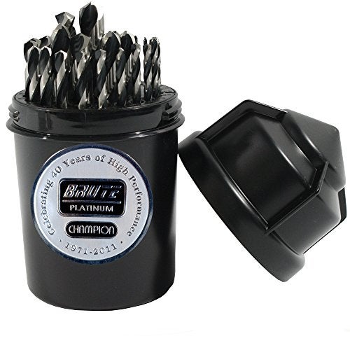 Champion Cutting Tool Brute Platinum TwisterXL5 29 Piece 11612 x 64ths HSS Jobber Drill Bit Set135 Deg Split Point Water Resistant IndexMADE IN USA - Image 1