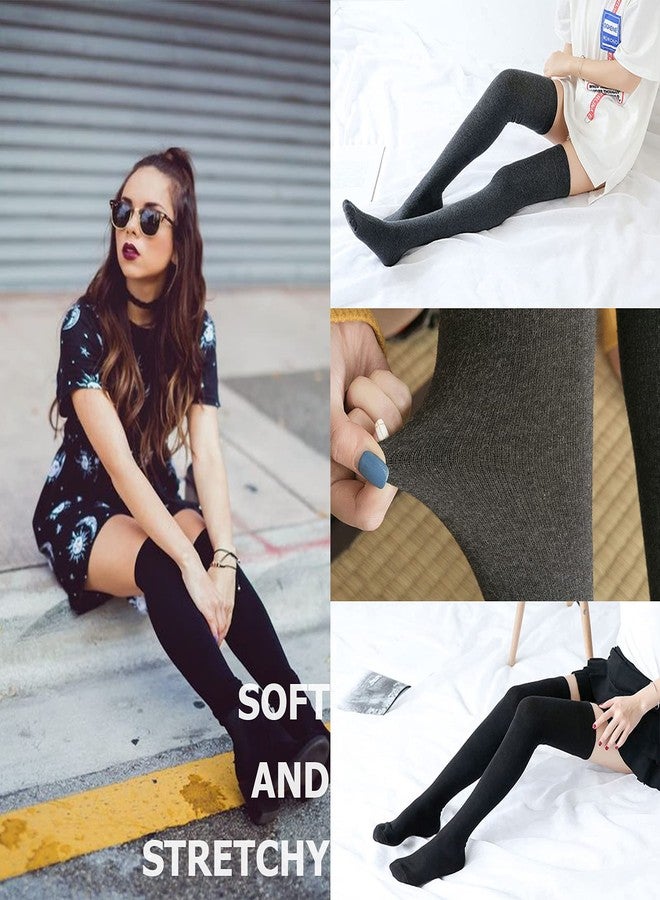 AQOKKA جوارب AQOKKA طويلة تصل إلى الفخذ للنساء، جوارب مخططة فوق الركبة، جوارب طويلة تصل إلى الفخذ، جوارب تدفئة الساق للبنات - Image 3