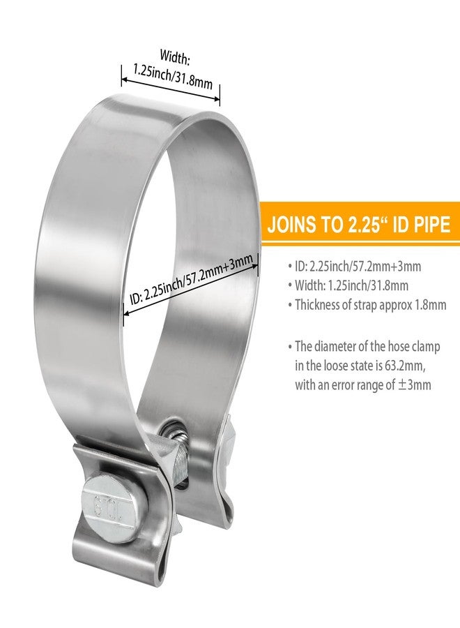TIROL Exhaust Clamp Narrow Band 304 Stainless Steel (2.25 2 1/4 exhaust clamp 2pcs) - Image 2