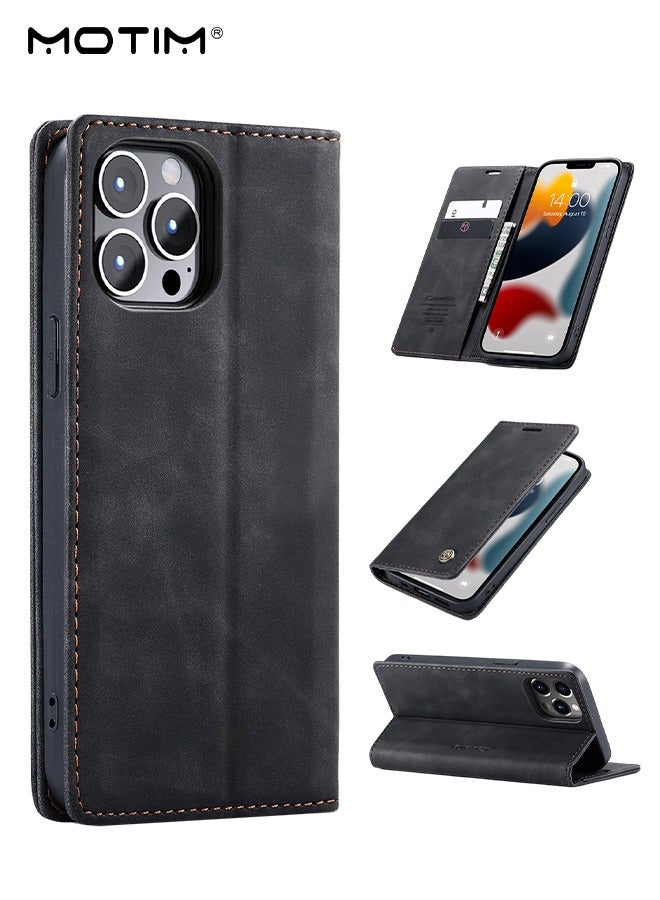 Motim iPhone 15 Pro Case, Premium Leather Wallet Phone Case with Card Holder, Anti-Drop Phone Protective Case, Shockproof Case Cover, iPhone 15 Pro Case with Stand  - Image 1