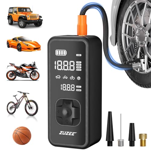 ZUZEE Tire Inflator Portable Air Compressor 4X Faster Inflation 150PSI Air Pump for Car Tires with Digital Pressure GaugeLED Light Portable Tire Inflator for Car Moto Bike Ball etcBlack - Image 1