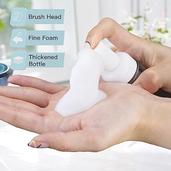 owlyee 2oz Foam Bottle (3PCS) with Brush, Empty Foaming Pump Dispenser for Hand Soap, Lash Cleanser, Shampoo to Travel (60ml, Green) - Image 2