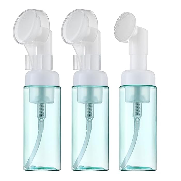 owlyee 2oz Foam Bottle (3PCS) with Brush, Empty Foaming Pump Dispenser for Hand Soap, Lash Cleanser, Shampoo to Travel (60ml, Green) - Image 1