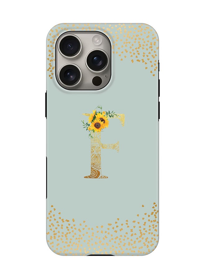 Stylizedd Tough Pro Magnetic Case for iPhone 16 Pro, Dual Layer hybrid PC + TPU Mobile Cover Matte - Custom Floral Monogram - F  (Light Grey ) - Image 1