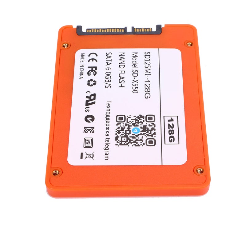 قرص أقراص فلاش ثابتة بسعة 2.5 بوصة SATA III 6Gb/s بسرعة عالية 550 ميجا بايت في الثانية، قرص صلب داخلي لأجهزة الكمبيوتر المحمولة أو المكتبية بسعة 128 جيجا بايت، اللون البرتقالي - Image 2