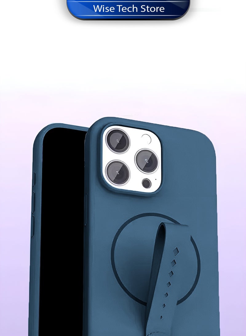 Wtech Apple iPhone 15 Pro 5G 2023 Invisible Magnetic Liquid Silicone Rotating Wristband Case Cover (MCRPSN) - Grey - Image 2