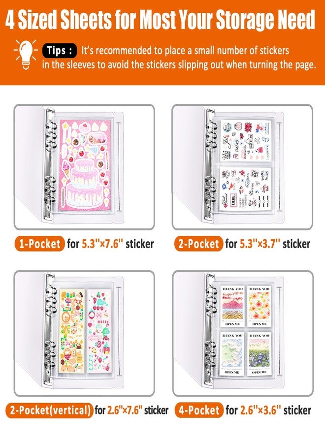 tutata A5 Sticker Collecting Book, Sticker Storage Album with 45 Binder Sleeves, 5 Sizes, 185 Pockets - Image 3