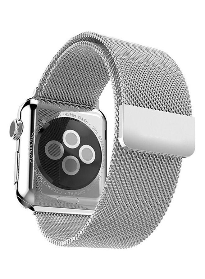 NIBEMINENT Stainless Steel Band For Apple Watch 42 mm Silver