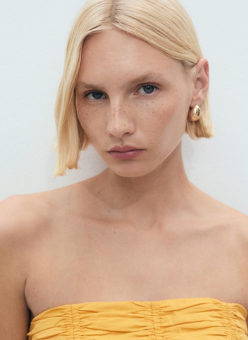 MANGO Ruched Strapless Top - Image 4