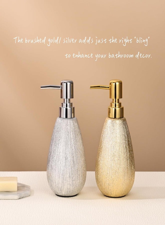 ABBI NIMO Brushed Gold Ceramic Soap Dispenser, 11 oz Textured Hand or Dish Soap Dispenser with Golden Plastic Pump for Bathroom or Kitchen Countertop - Image 4