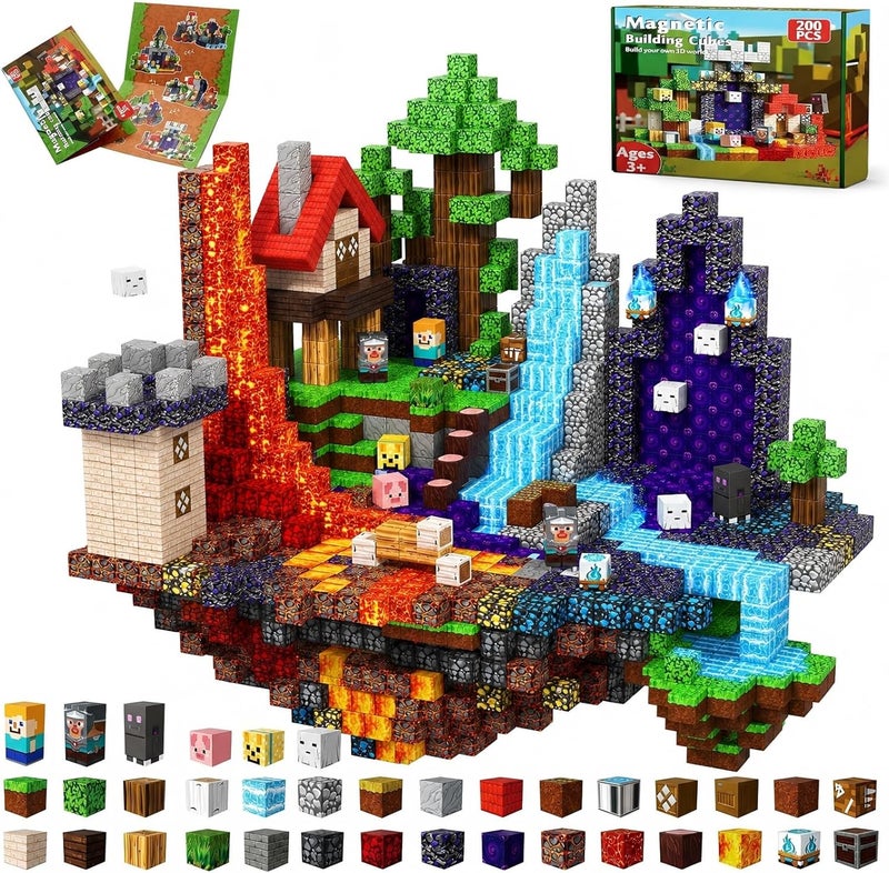 Annexfun Magnetic Building Blocks, Magnetic Building Blocks, 200 Pieces, Magnetic Building Blocks, Building Toy from 6 Years, Gifts, Children's Toy from 4 5 6 7 8 Years Boy - Image 1