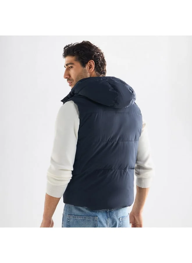 FAV Quilted Sleeveless Jacket with Hood and Zip Closure