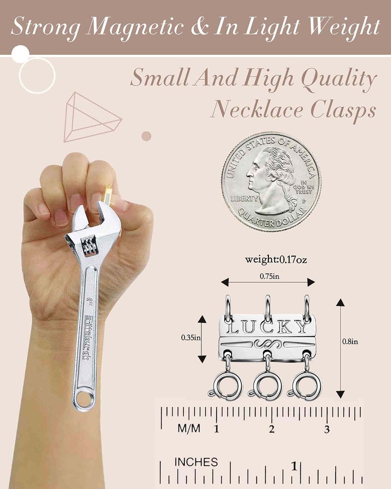 OHINGLT Lucky Necklace Layering Clasps Separator for Stackable,14K Gold and Silver Plated Multiple Necklace Clasps for Women - Image 3