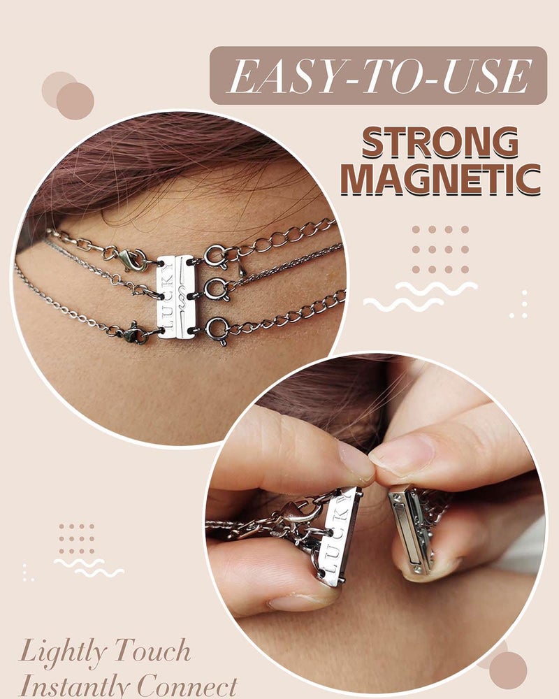 OHINGLT Lucky Necklace Layering Clasps Separator for Stackable,14K Gold and Silver Plated Multiple Necklace Clasps for Women - Image 2