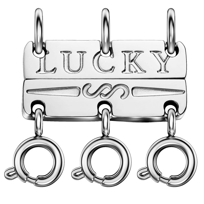 OHINGLT Lucky Necklace Layering Clasps Separator for Stackable,14K Gold and Silver Plated Multiple Necklace Clasps for Women - Image 1