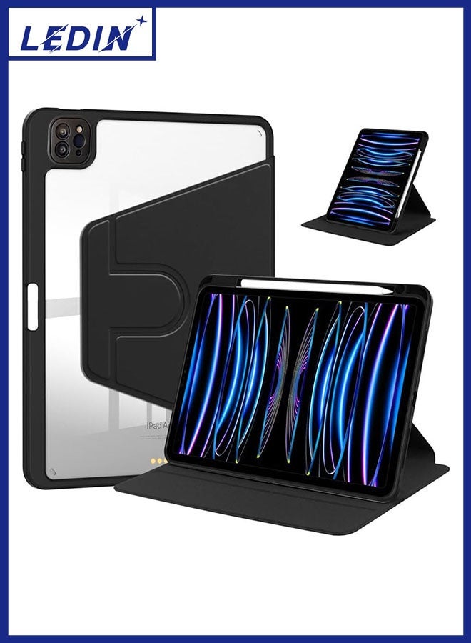 LEDIN Rotating Case for iPad Pro 11-Inch M4 2024 (5th Generation) with Pencil Holder, 360 Degree Rotation Protective Stand Cover Clear Back, Auto Wake/Sleep (iPad Pro 11) - Image 1