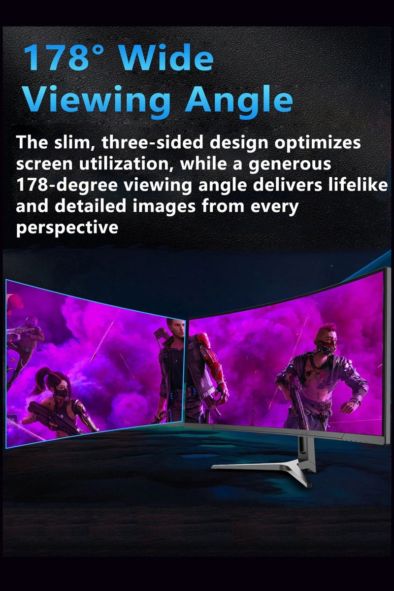 HILUKE 34-inch Ultra-Wide PC Monitor, 4K WQHD (3440×1440P), 120Hz Refresh Rate, 1ms Response Time, HVA Panel, Adjustable Tilt, Wall Mountable - Black - Image 5