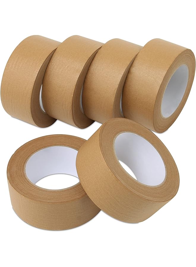 promass Packing Tape, 6Pcs Brown Kraft Paper Shipping Tape for Moving Boxes, Packing Boxes, Shipping Cardboard and Carton Sealing, 7 Mils Thick, 55 Yds Length X 2" Width - Image 1