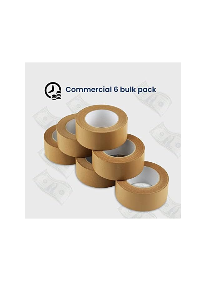 promass Packing Tape, 6Pcs Brown Kraft Paper Shipping Tape for Moving Boxes, Packing Boxes, Shipping Cardboard and Carton Sealing, 7 Mils Thick, 55 Yds Length X 2" Width - Image 2