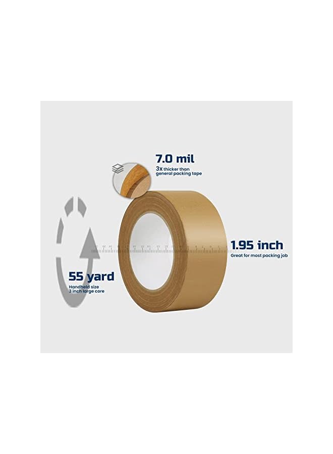 promass Packing Tape, 6Pcs Brown Kraft Paper Shipping Tape for Moving Boxes, Packing Boxes, Shipping Cardboard and Carton Sealing, 7 Mils Thick, 55 Yds Length X 2" Width - Image 3