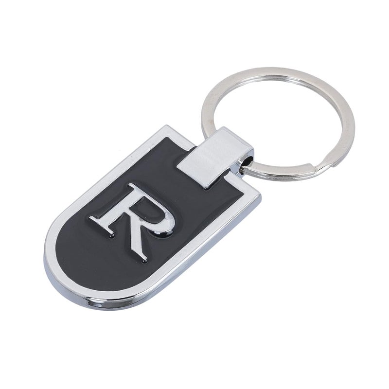 AUGEN Stainless Steel Alphabet Letter R Keychain Metal Initials For Car & Bike Gifting With Key Ring Anti-Rust (Pack Of 1) - Image 1