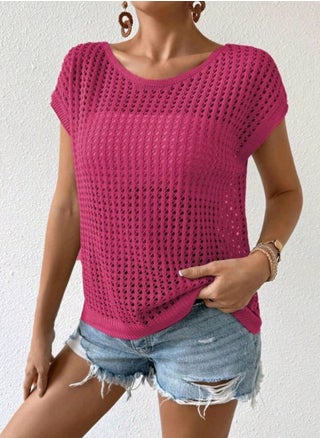 SHEIN LUNE Women's Solid Color Simple Daily Short Sleeve Knit Top - pzsku/Z39E459D2BE85B221490AZ/45/1742412058/66279daa-bcda-445b-a343-a77084850492