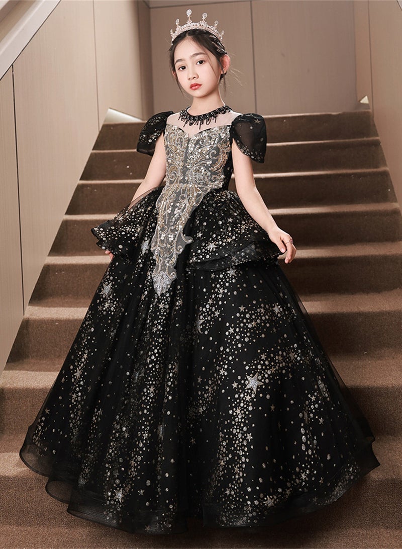 Children's evening dress princess dress girl white tail host flower girl wedding dress piano performance costume - Image 5