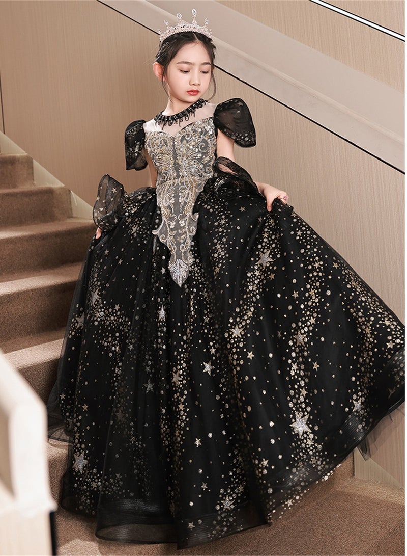 Children's evening dress princess dress girl white tail host flower girl wedding dress piano performance costume - Image 3